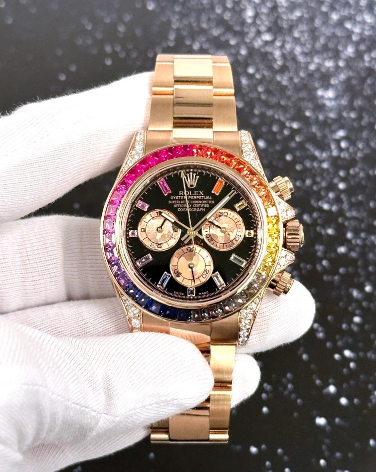 Часы Rolex Cosmograph Daytona 40mm Everose Gold Rainbow 126505 Тюнинг