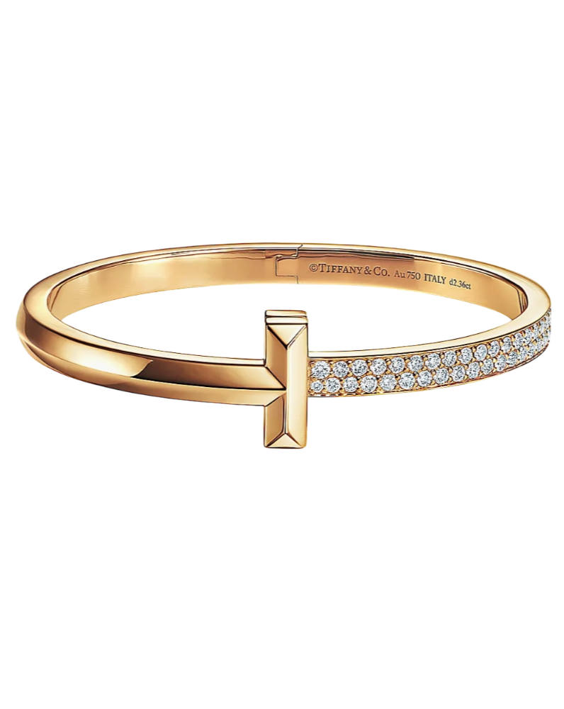 Браслет Tiffany&Co. Tiffany T T1 Wide Diamond Hinged Bangle in Yellow Gold