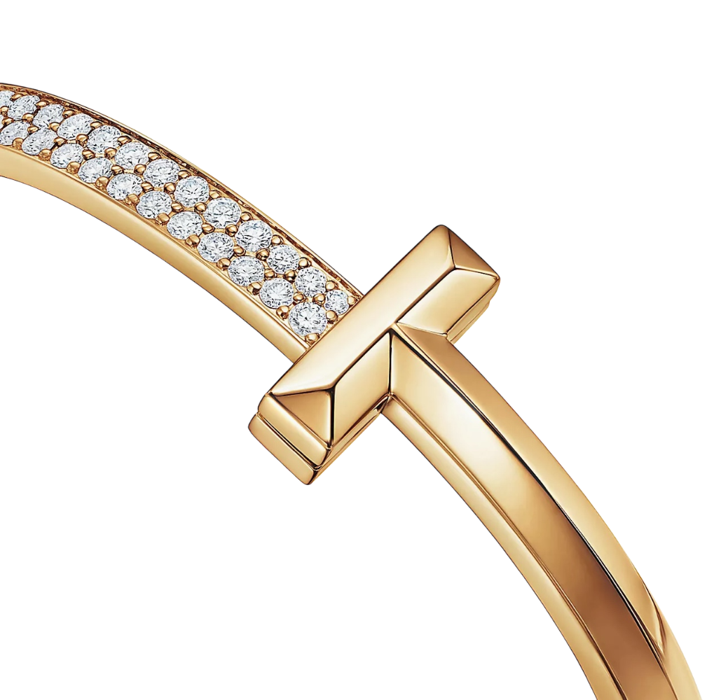 Браслет Tiffany&Co. Tiffany T T1 Wide Diamond Hinged Bangle in Yellow Gold