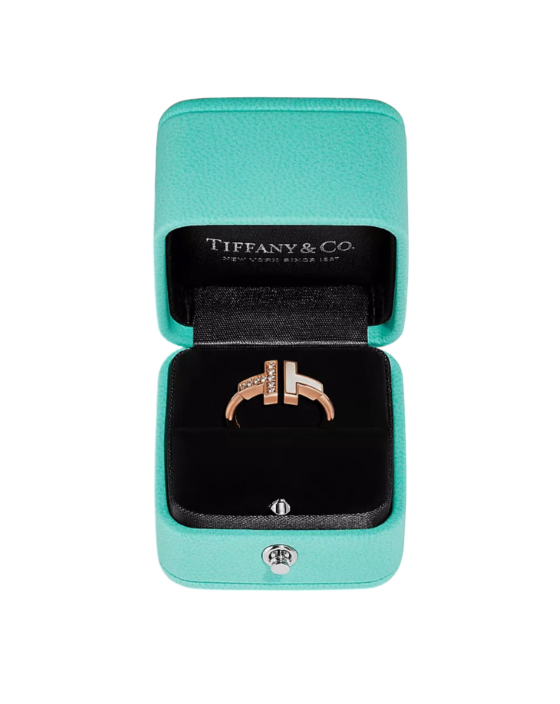 Кольцо Tiffany&Co. Tiffany T Wire Ring in Rose Gold with Diamonds and Mother-of-pearl