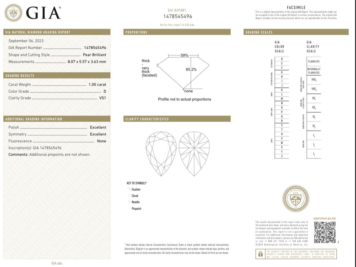 Серьги No name с бриллиантами 1.00ct/1.00ct D/VS1 GIA.