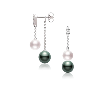 Серьги Mikimoto Morning Dew Earrings Akoya and Black South Sea PEL10330BDW