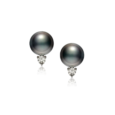 Серьги Mikimoto Black South Sea Stud Earrings with Diamonds 18K White Gold PES 902 BDW