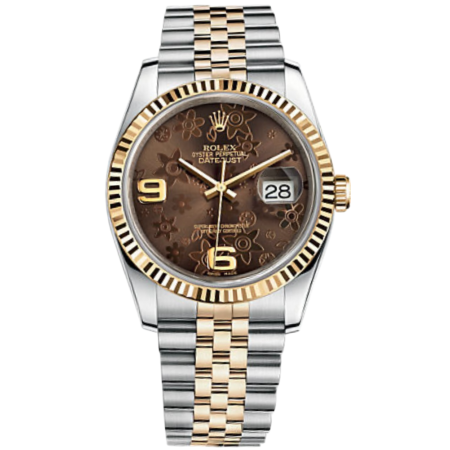 Часы Rolex Datejust Half Yellow Gold Brown Floral Dial 36mm 116233