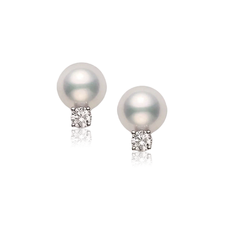 Серьги Mikimoto Classic Stud Diamond Earrings in White Gold PES 803 DW