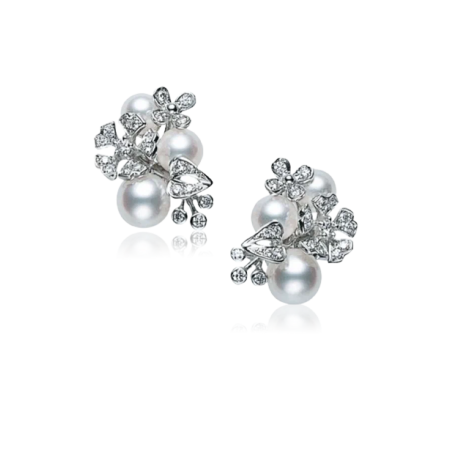 Серьги Mikimoto Bloom Collection Earrings PE 1503D W