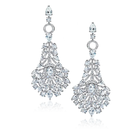 Серьги Graff White Round and Pearshape Diamond Feather Motif Earrings