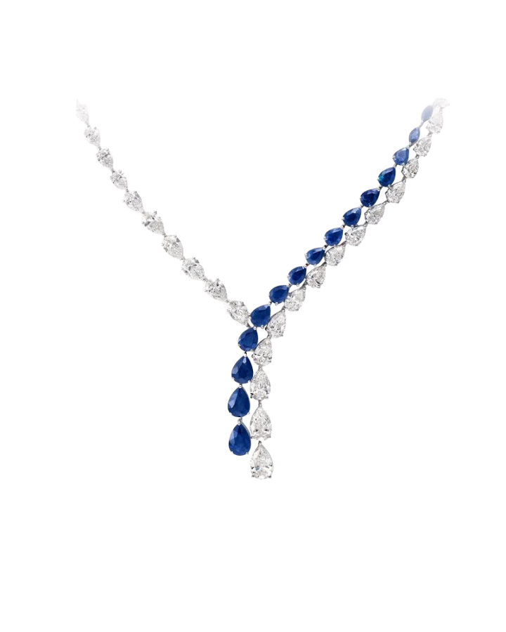 Колье RALFDIAMONDS Pear Shape Sapphire and Diamond Cross-over Necklace