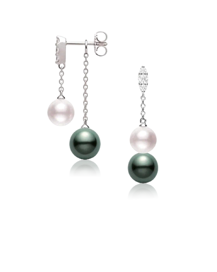 Серьги Mikimoto Morning Dew Earrings Akoya and Black South Sea PEL10330BDW