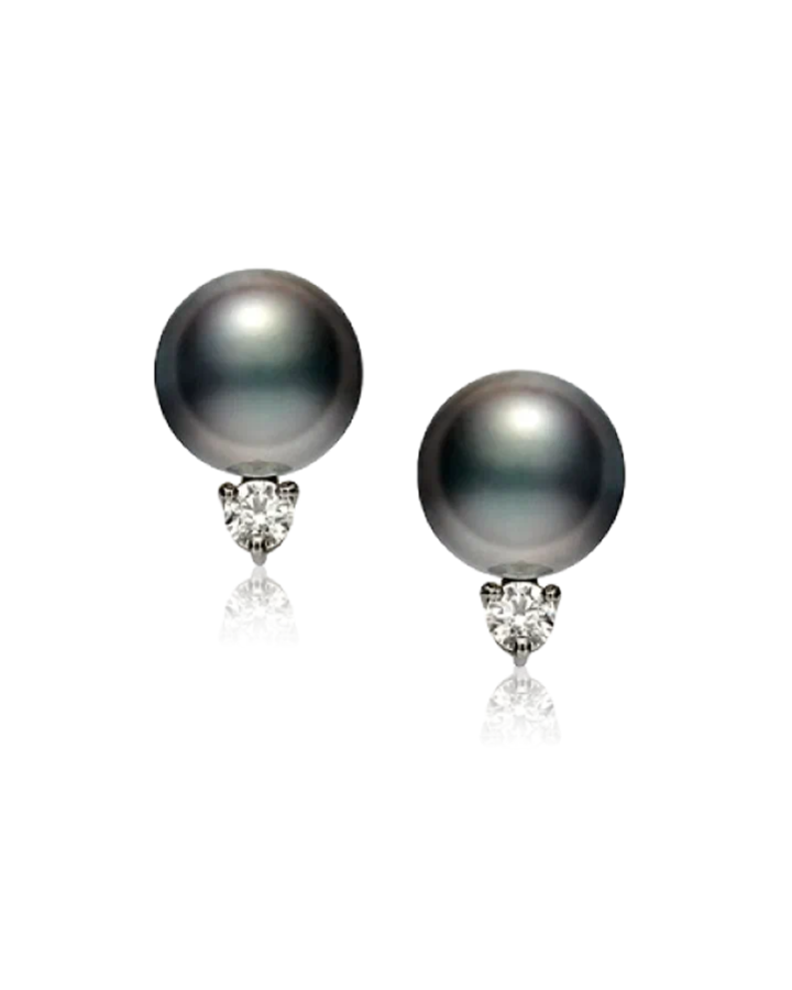 Серьги Mikimoto Black South Sea Stud Earrings with Diamonds 18K White Gold PES 902 BDW