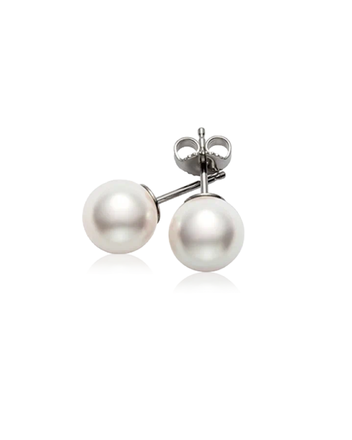 Серьги Mikimoto Classic Stud Earrings 8 00 8 50 мм in White Gold PES 801 W