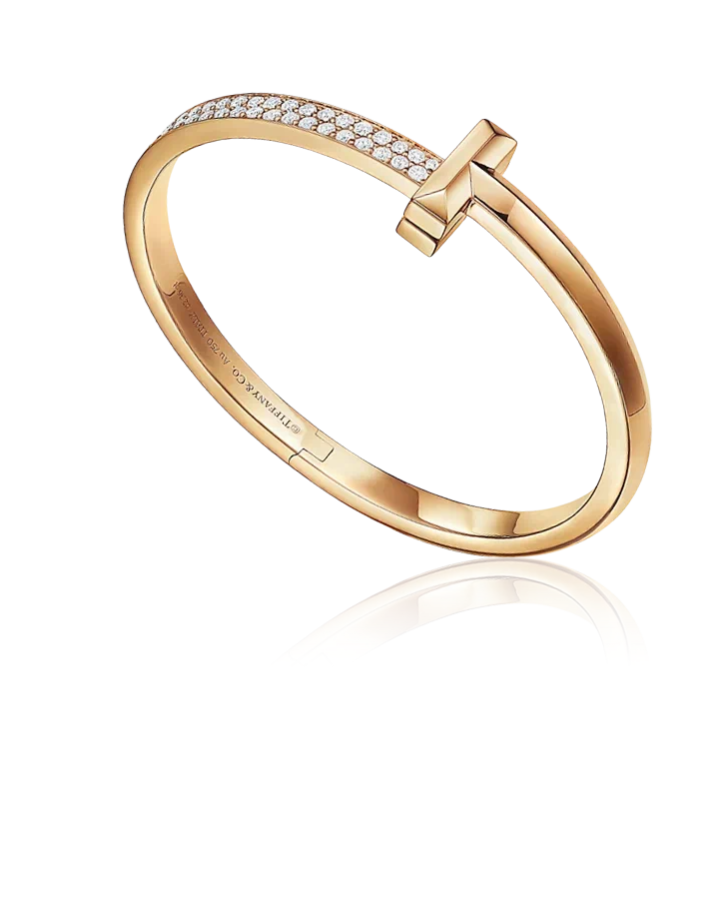 Браслет Tiffany&Co. Tiffany T T1 Wide Diamond Hinged Bangle in Yellow Gold