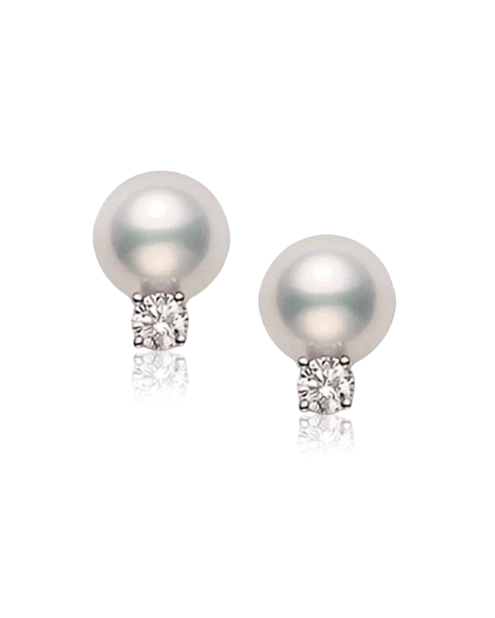 Серьги Mikimoto Classic Stud Diamond Earrings in White Gold PES 803 DW